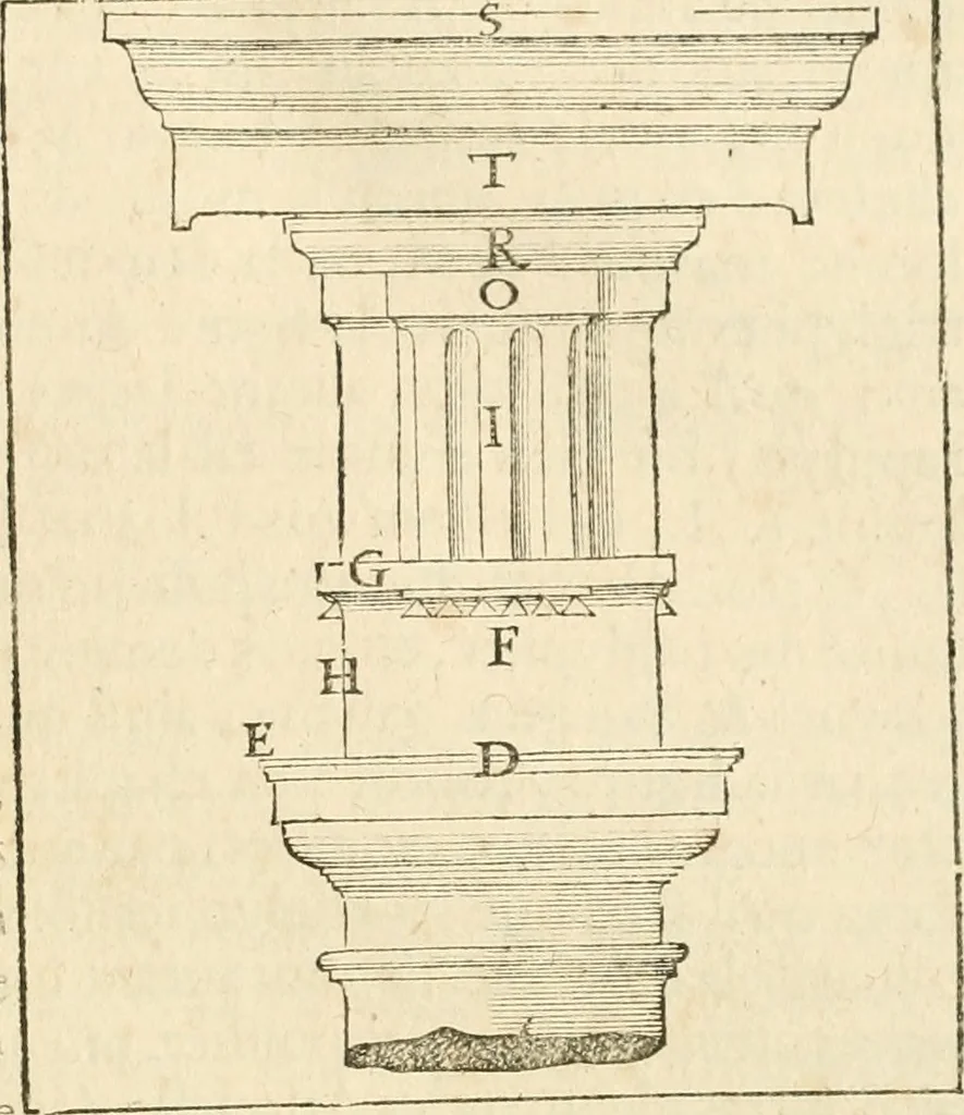 An illustration from Architecture de Philibert de l'Orme ... : uure entiere contenant onze livres, augmentée de deux, & autres figures non encores veuës, tant pour desseins qu'ornemens de maisons : avec vne belle inuention pour bien bastir, & à petits fraiz .., 1626, leaf 296