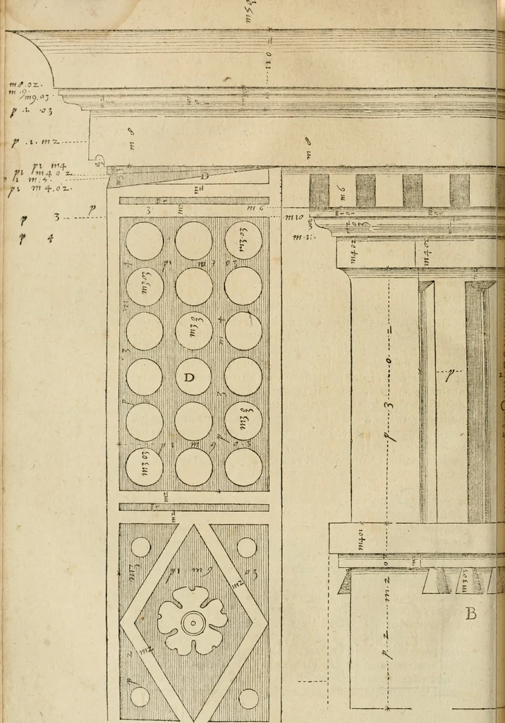 An illustration from Architecture de Philibert de l'Orme ... : uure entiere contenant onze livres, augmentée de deux, & autres figures non encores veuës, tant pour desseins qu'ornemens de maisons : avec vne belle inuention pour bien bastir, & à petits fraiz .., 1626, leaf 305