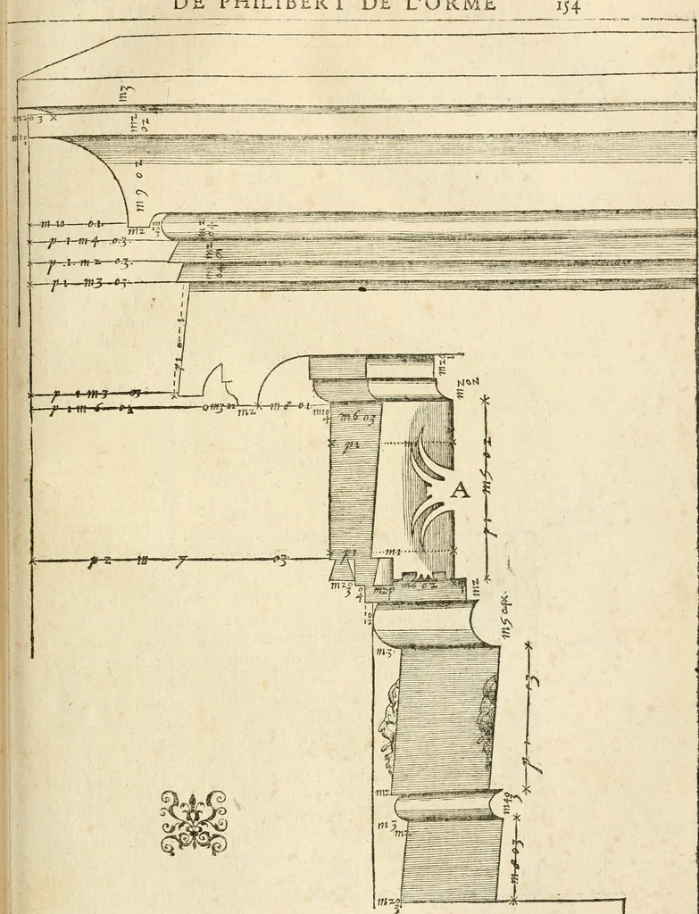 An illustration from Architecture de Philibert de l'Orme ... : uure entiere contenant onze livres, augmentée de deux, & autres figures non encores veuës, tant pour desseins qu'ornemens de maisons : avec vne belle inuention pour bien bastir, & à petits fraiz .., 1626, leaf 314