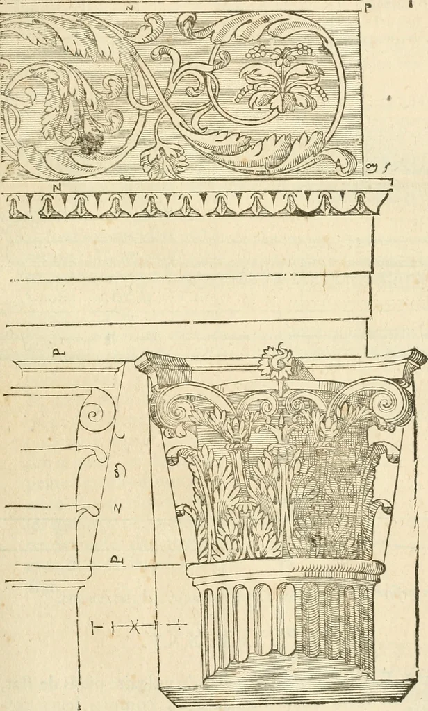 An illustration from Architecture de Philibert de l'Orme ... : uure entiere contenant onze livres, augmentée de deux, & autres figures non encores veuës, tant pour desseins qu'ornemens de maisons : avec vne belle inuention pour bien bastir, & à petits fraiz .., 1626, leaf 320