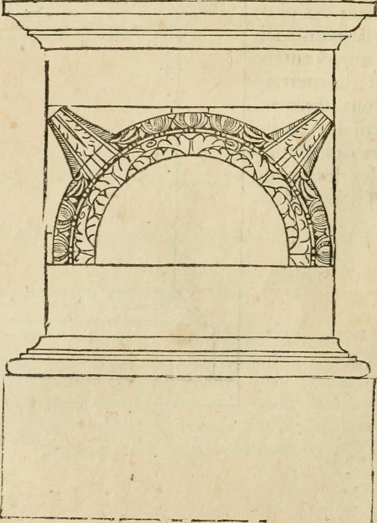 An illustration from Architecture de Philibert de l'Orme ... : uure entiere contenant onze livres, augmentée de deux, & autres figures non encores veuës, tant pour desseins qu'ornemens de maisons : avec vne belle inuention pour bien bastir, & à petits fraiz .., 1626, leaf 323