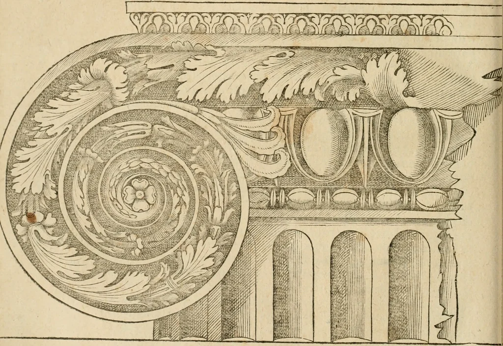 An illustration from Architecture de Philibert de l'Orme ... : uure entiere contenant onze livres, augmentée de deux, & autres figures non encores veuës, tant pour desseins qu'ornemens de maisons : avec vne belle inuention pour bien bastir, & à petits fraiz .., 1626, leaf 335