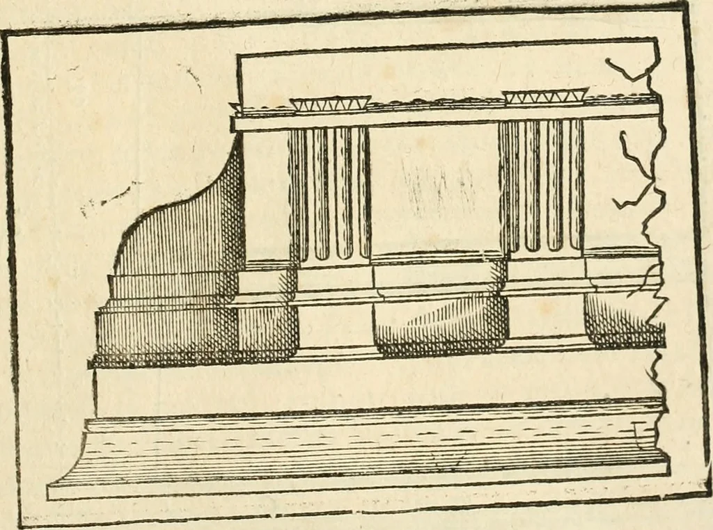 An illustration from Architecture de Philibert de l'Orme ... : uure entiere contenant onze livres, augmentée de deux, & autres figures non encores veuës, tant pour desseins qu'ornemens de maisons : avec vne belle inuention pour bien bastir, & à petits fraiz .., 1626, leaf 340