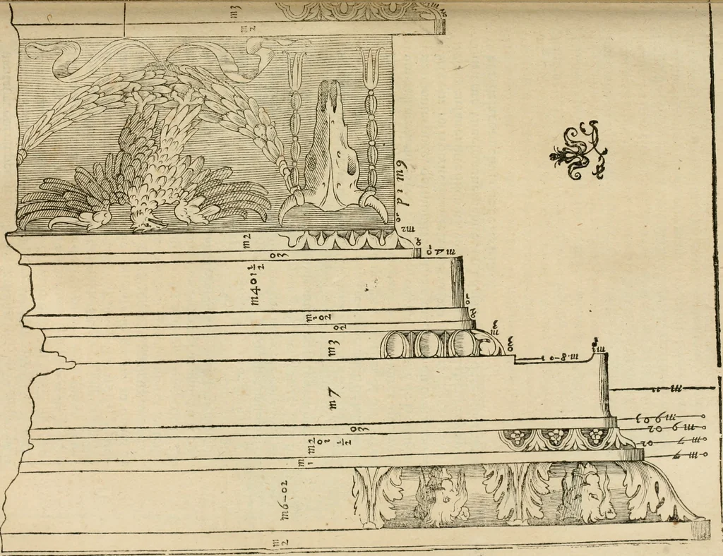 An illustration from Architecture de Philibert de l'Orme ... : uure entiere contenant onze livres, augmentée de deux, & autres figures non encores veuës, tant pour desseins qu'ornemens de maisons : avec vne belle inuention pour bien bastir, & à petits fraiz .., 1626, leaf 349