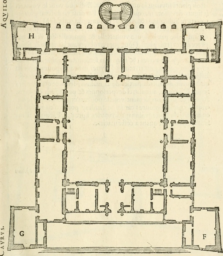 An illustration from Architecture de Philibert de l'Orme ... : uure entiere contenant onze livres, augmentée de deux, & autres figures non encores veuës, tant pour desseins qu'ornemens de maisons : avec vne belle inuention pour bien bastir, & à petits fraiz .., 1626, leaf 38
