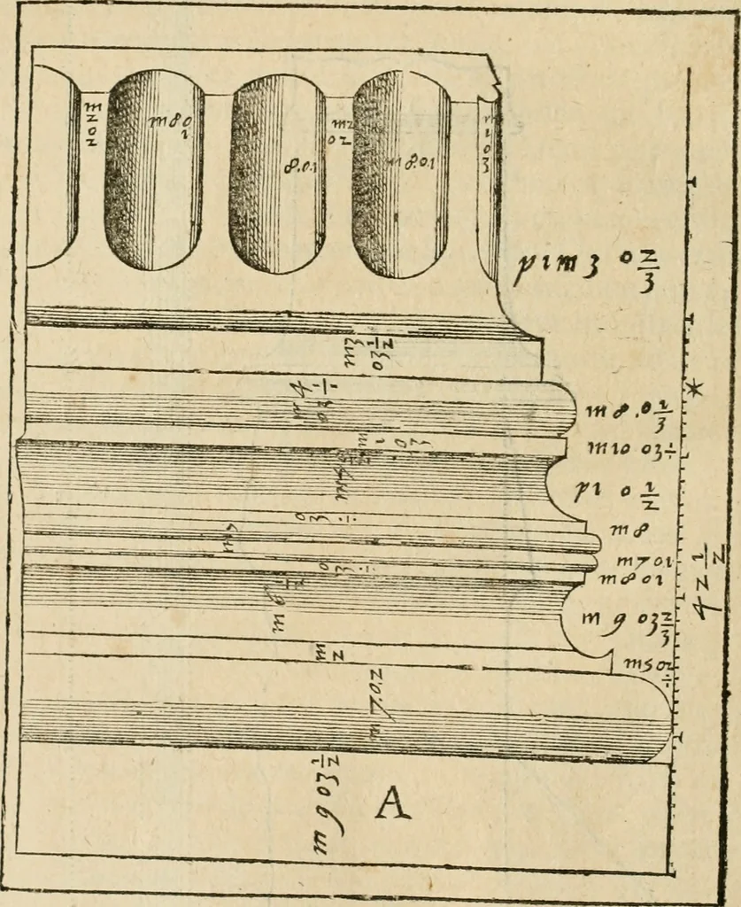 An illustration from Architecture de Philibert de l'Orme ... : uure entiere contenant onze livres, augmentée de deux, & autres figures non encores veuës, tant pour desseins qu'ornemens de maisons : avec vne belle inuention pour bien bastir, & à petits fraiz .., 1626, leaf 381