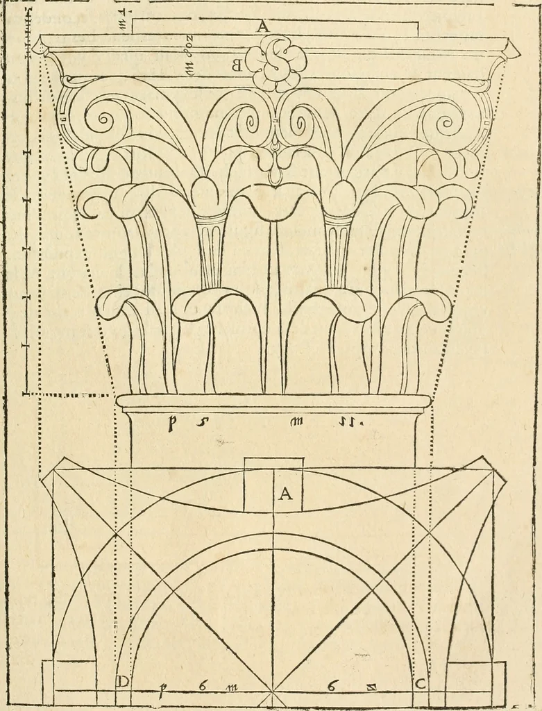 An illustration from Architecture de Philibert de l'Orme ... : uure entiere contenant onze livres, augmentée de deux, & autres figures non encores veuës, tant pour desseins qu'ornemens de maisons : avec vne belle inuention pour bien bastir, & à petits fraiz .., 1626, leaf 382