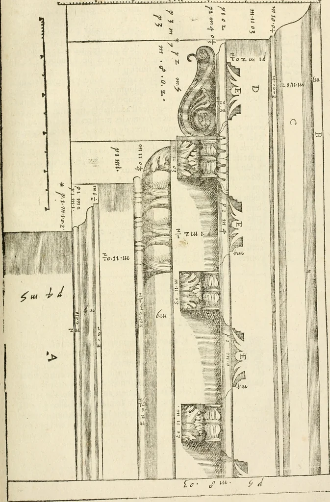 An illustration from Architecture de Philibert de l'Orme ... : uure entiere contenant onze livres, augmentée de deux, & autres figures non encores veuës, tant pour desseins qu'ornemens de maisons : avec vne belle inuention pour bien bastir, & à petits fraiz .., 1626, leaf 386
