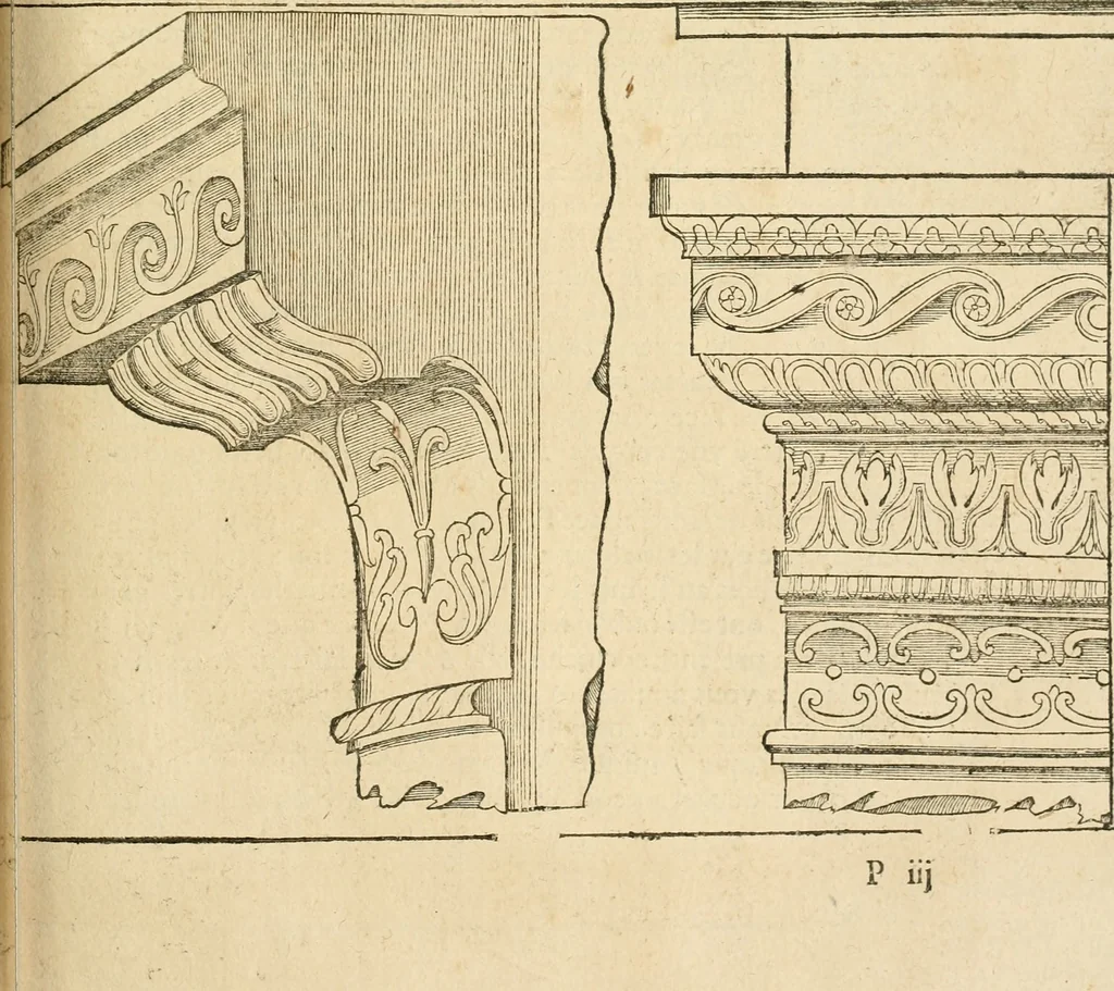An illustration from Architecture de Philibert de l'Orme ... : uure entiere contenant onze livres, augmentée de deux, & autres figures non encores veuës, tant pour desseins qu'ornemens de maisons : avec vne belle inuention pour bien bastir, & à petits fraiz .., 1626, leaf 424
