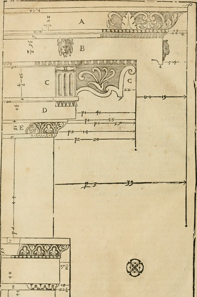 An illustration from Architecture de Philibert de l'Orme ... : uure entiere contenant onze livres, augmentée de deux, & autres figures non encores veuës, tant pour desseins qu'ornemens de maisons : avec vne belle inuention pour bien bastir, & à petits fraiz .., 1626, leaf 429