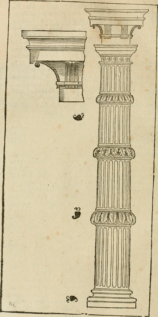An illustration from Architecture de Philibert de l'Orme ... : uure entiere contenant onze livres, augmentée de deux, & autres figures non encores veuës, tant pour desseins qu'ornemens de maisons : avec vne belle inuention pour bien bastir, & à petits fraiz .., 1626, leaf 445