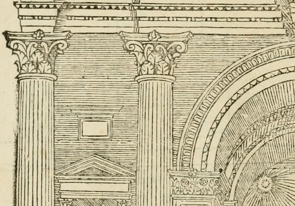 An illustration from Architecture de Philibert de l'Orme ... : uure entiere contenant onze livres, augmentée de deux, & autres figures non encores veuës, tant pour desseins qu'ornemens de maisons : avec vne belle inuention pour bien bastir, & à petits fraiz .., 1626, leaf 467