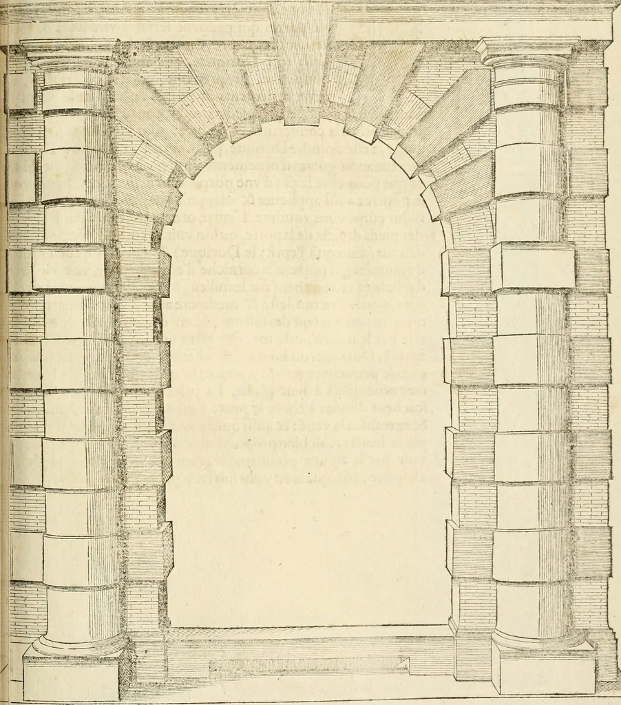 An illustration from Architecture de Philibert de l'Orme ... : uure entiere contenant onze livres, augmentée de deux, & autres figures non encores veuës, tant pour desseins qu'ornemens de maisons : avec vne belle inuention pour bien bastir, & à petits fraiz .., 1626, leaf 488