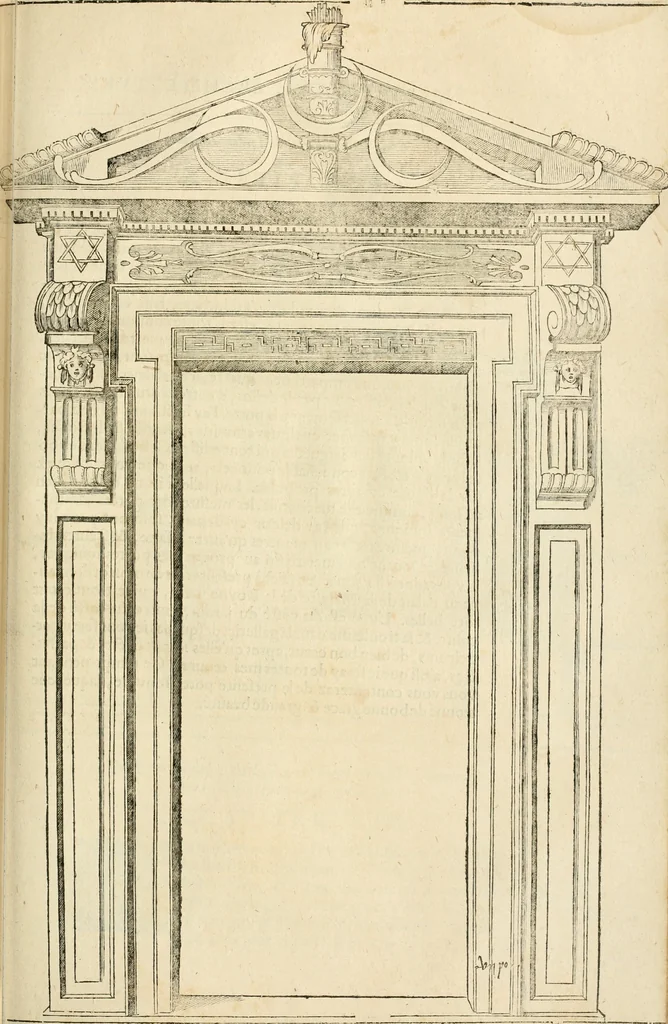 An illustration from Architecture de Philibert de l'Orme ... : uure entiere contenant onze livres, augmentée de deux, & autres figures non encores veuës, tant pour desseins qu'ornemens de maisons : avec vne belle inuention pour bien bastir, & à petits fraiz .., 1626, leaf 500
