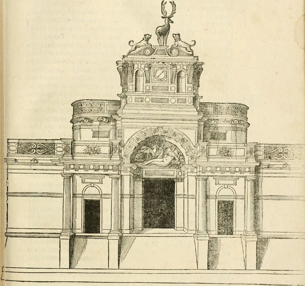 An illustration from Architecture de Philibert de l'Orme ... : uure entiere contenant onze livres, augmentée de deux, & autres figures non encores veuës, tant pour desseins qu'ornemens de maisons : avec vne belle inuention pour bien bastir, & à petits fraiz .., 1626, leaf 502