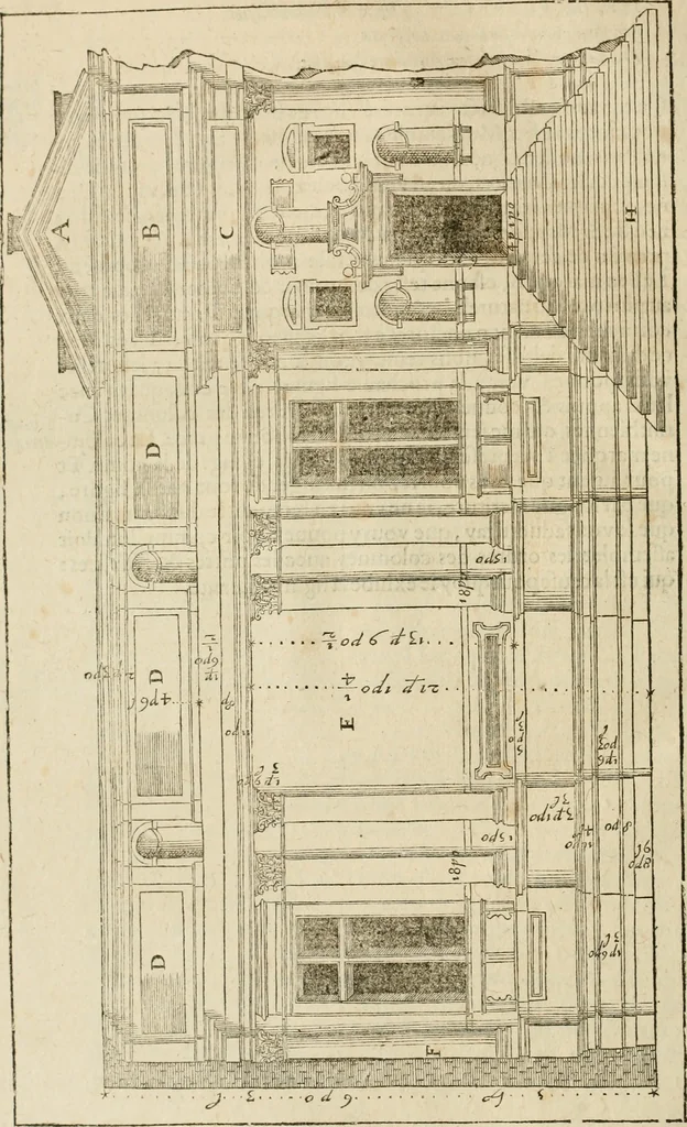 An illustration from Architecture de Philibert de l'Orme ... : uure entiere contenant onze livres, augmentée de deux, & autres figures non encores veuës, tant pour desseins qu'ornemens de maisons : avec vne belle inuention pour bien bastir, & à petits fraiz .., 1626, leaf 507
