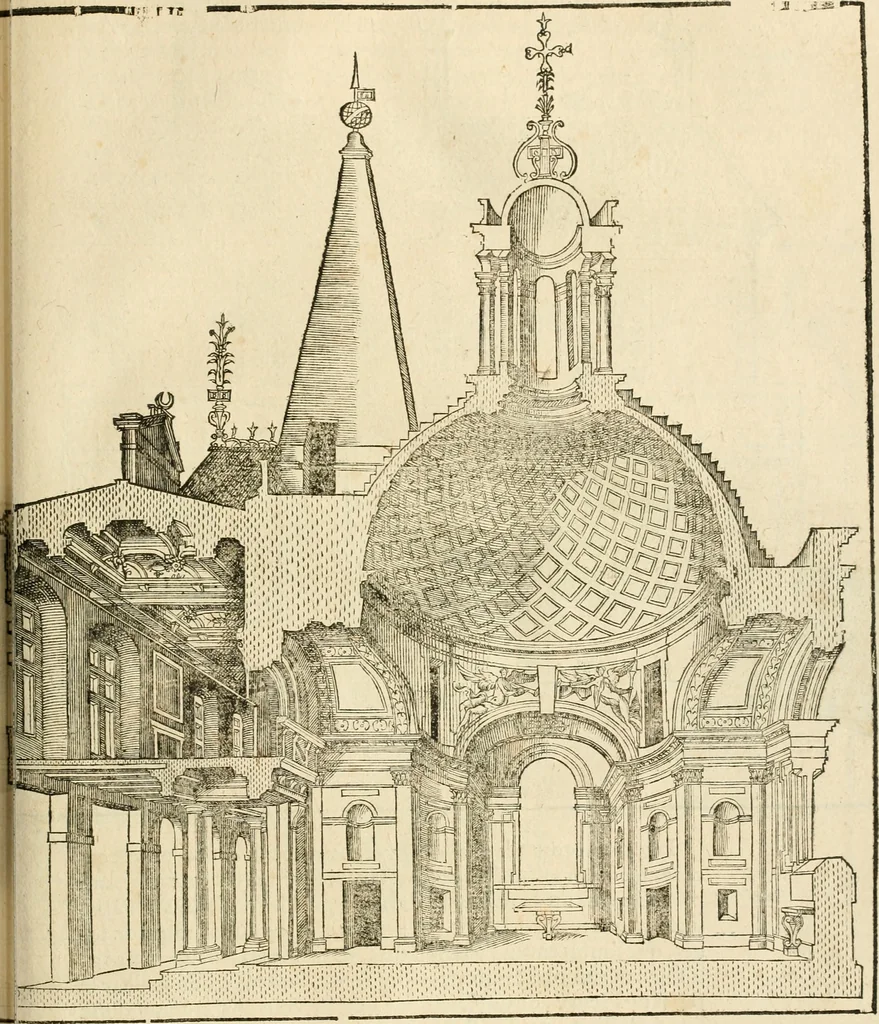 An illustration from Architecture de Philibert de l'Orme ... : uure entiere contenant onze livres, augmentée de deux, & autres figures non encores veuës, tant pour desseins qu'ornemens de maisons : avec vne belle inuention pour bien bastir, & à petits fraiz .., 1626, leaf 514