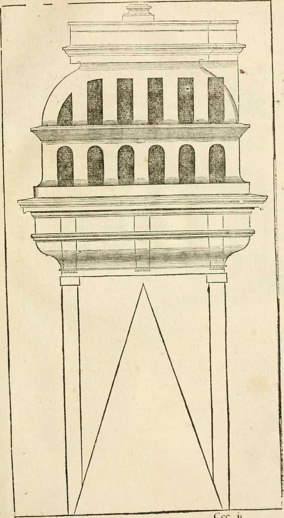 An illustration from Architecture de Philibert de l'Orme ... : uure entiere contenant onze livres, augmentée de deux, & autres figures non encores veuës, tant pour desseins qu'ornemens de maisons : avec vne belle inuention pour bien bastir, & à petits fraiz .., 1626, leaf 562
