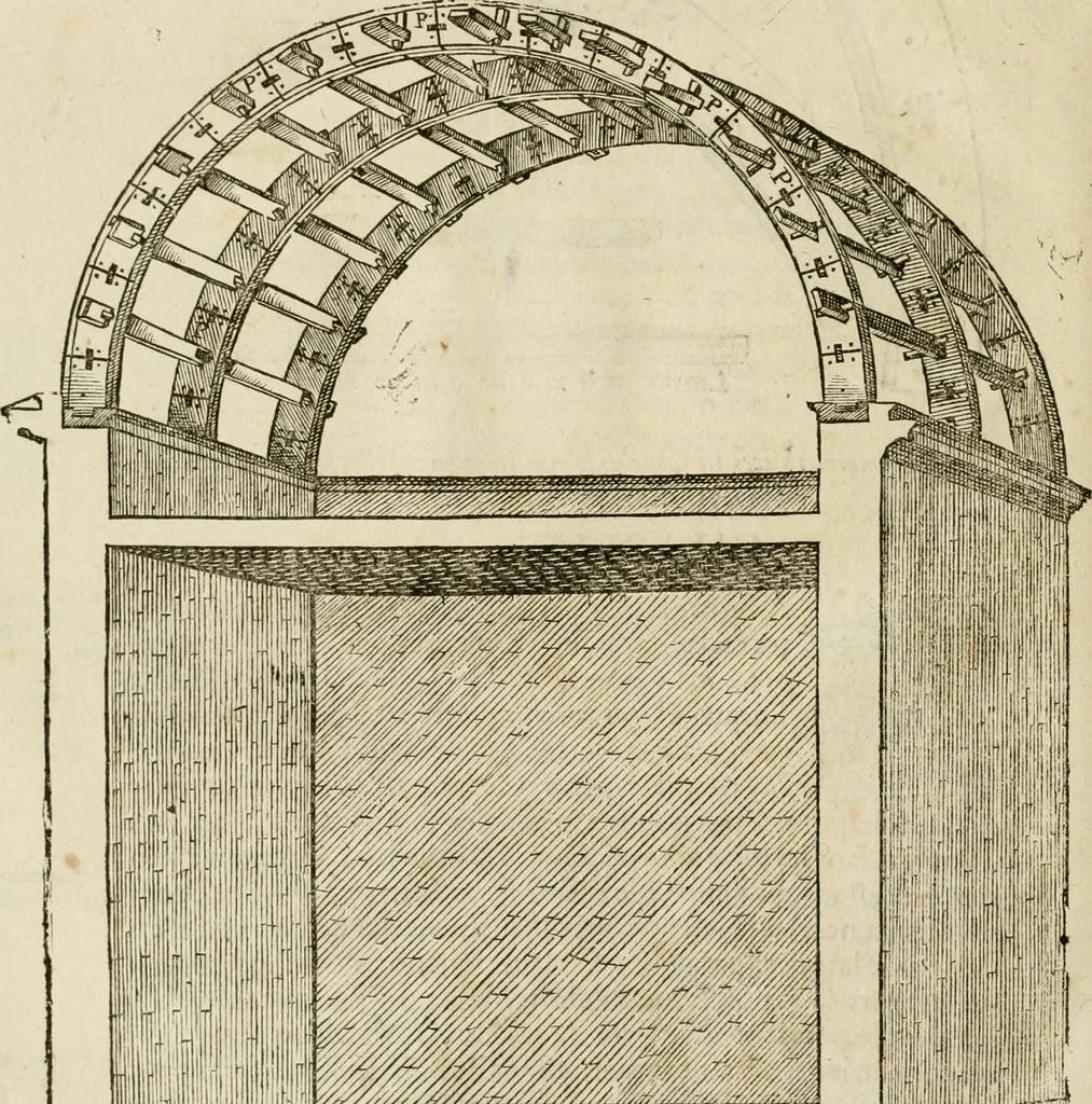 An illustration from Architecture de Philibert de l'Orme ... : uure entiere contenant onze livres, augmentée de deux, & autres figures non encores veuës, tant pour desseins qu'ornemens de maisons : avec vne belle inuention pour bien bastir, & à petits fraiz .., 1626, leaf 593