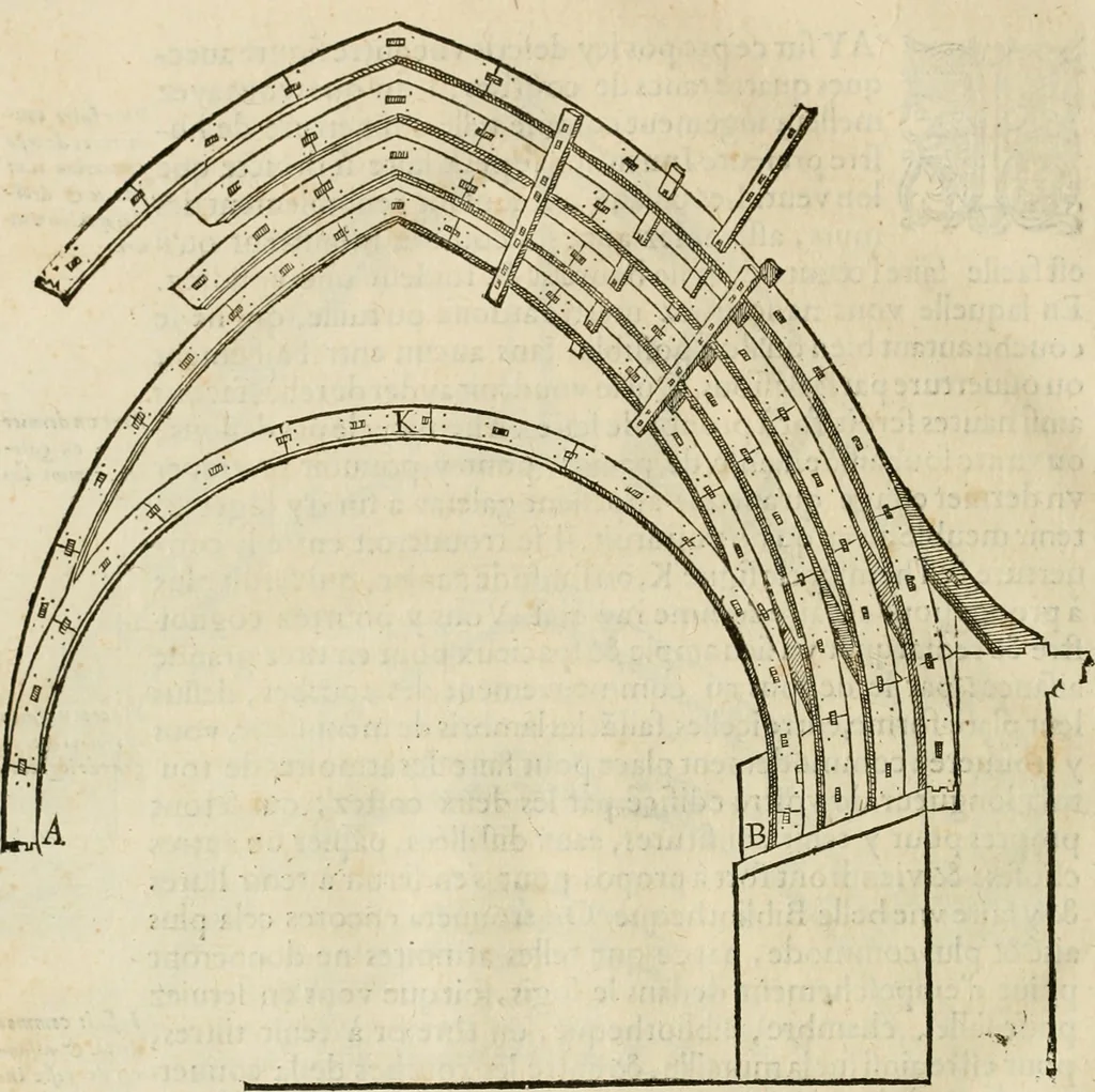 An illustration from Architecture de Philibert de l'Orme ... : uure entiere contenant onze livres, augmentée de deux, & autres figures non encores veuës, tant pour desseins qu'ornemens de maisons : avec vne belle inuention pour bien bastir, & à petits fraiz .., 1626, leaf 617