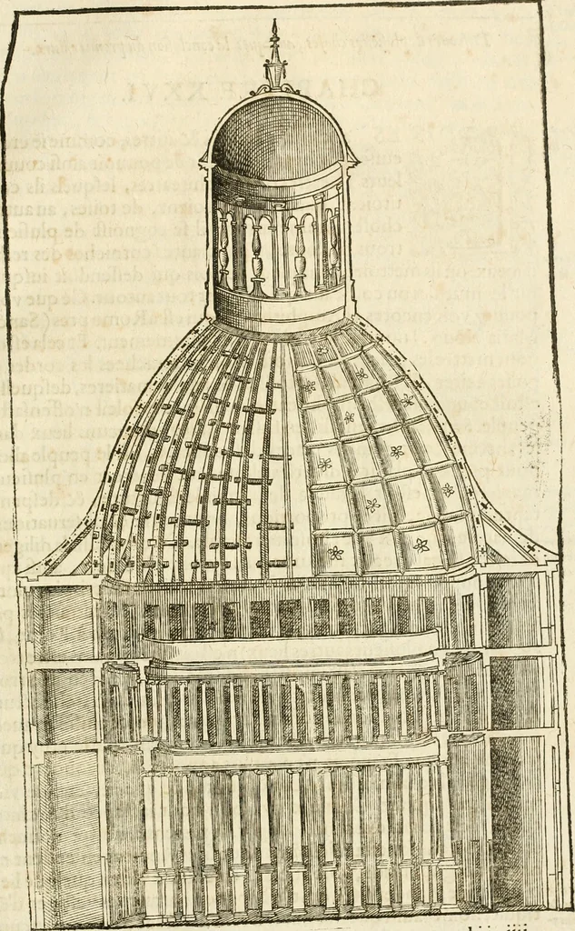 An illustration from Architecture de Philibert de l'Orme ... : uure entiere contenant onze livres, augmentée de deux, & autres figures non encores veuës, tant pour desseins qu'ornemens de maisons : avec vne belle inuention pour bien bastir, & à petits fraiz .., 1626, leaf 638