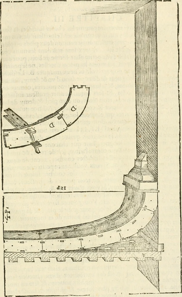 An illustration from Architecture de Philibert de l'Orme ... : uure entiere contenant onze livres, augmentée de deux, & autres figures non encores veuës, tant pour desseins qu'ornemens de maisons : avec vne belle inuention pour bien bastir, & à petits fraiz .., 1626, leaf 648