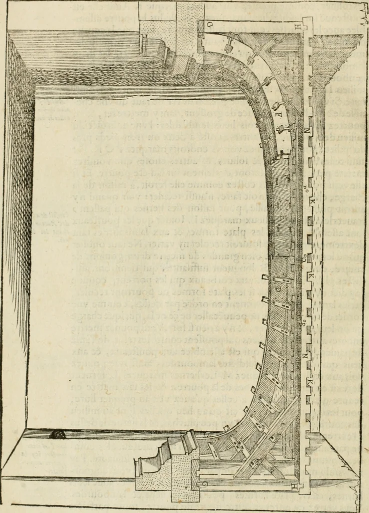 An illustration from Architecture de Philibert de l'Orme ... : uure entiere contenant onze livres, augmentée de deux, & autres figures non encores veuës, tant pour desseins qu'ornemens de maisons : avec vne belle inuention pour bien bastir, & à petits fraiz .., 1626, leaf 651