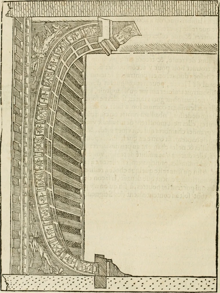 An illustration from Architecture de Philibert de l'Orme ... : uure entiere contenant onze livres, augmentée de deux, & autres figures non encores veuës, tant pour desseins qu'ornemens de maisons : avec vne belle inuention pour bien bastir, & à petits fraiz .., 1626, leaf 659