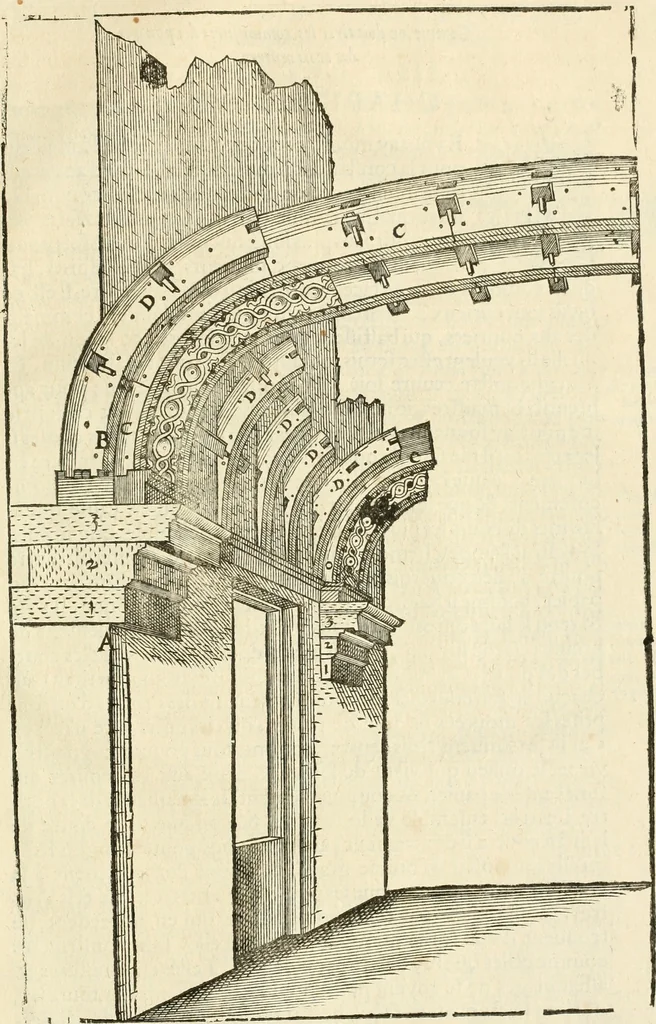 An illustration from Architecture de Philibert de l'Orme ... : uure entiere contenant onze livres, augmentée de deux, & autres figures non encores veuës, tant pour desseins qu'ornemens de maisons : avec vne belle inuention pour bien bastir, & à petits fraiz .., 1626, leaf 662