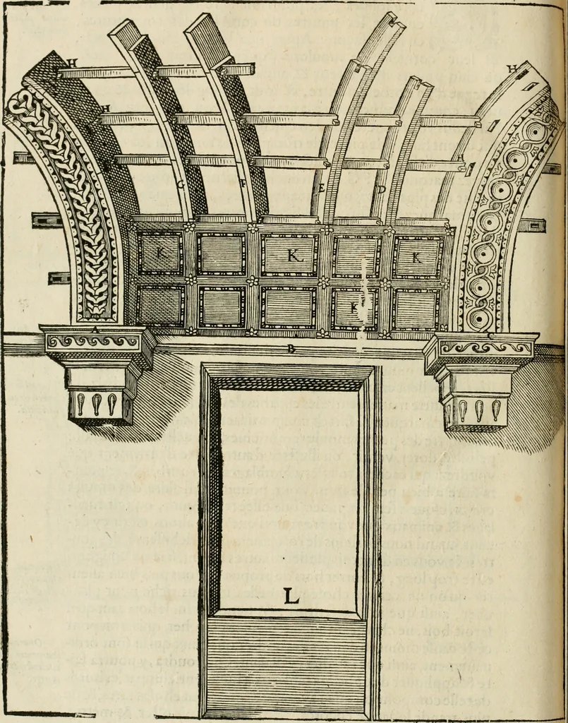 An illustration from Architecture de Philibert de l'Orme ... : uure entiere contenant onze livres, augmentée de deux, & autres figures non encores veuës, tant pour desseins qu'ornemens de maisons : avec vne belle inuention pour bien bastir, & à petits fraiz .., 1626, leaf 669