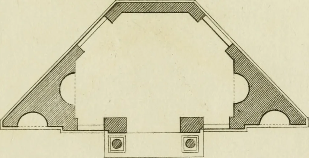 An illustration from Architecture improved, in a collection of modern, elegant and useful designs : from slight and graceful recesses, lodges and other decorations in parks, gardens, woods or forests, to the portico, bath, observatory, and interior ornaments of superb buildings : with great variety of rich embellishments for chimneys in the taste of Inigo Jones, Mr. Kent, &c. : all curiously engraved on fifty copper-plates, octavo, 1755, leaf 42