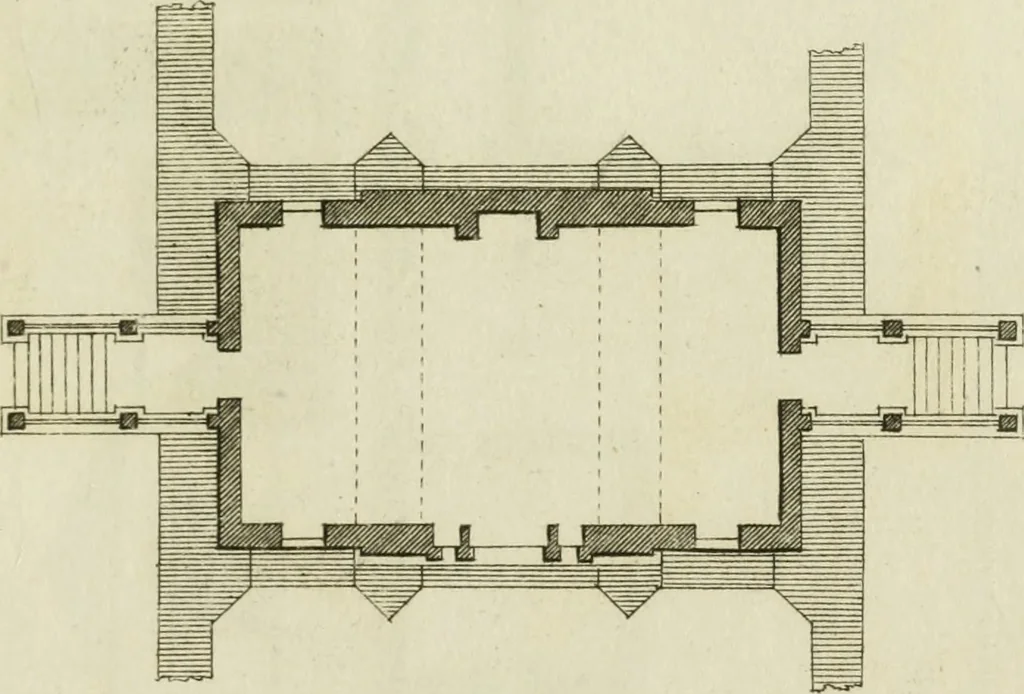 An illustration from Architecture improved, in a collection of modern, elegant and useful designs : from slight and graceful recesses, lodges and other decorations in parks, gardens, woods or forests, to the portico, bath, observatory, and interior ornaments of superb buildings : with great variety of rich embellishments for chimneys in the taste of Inigo Jones, Mr. Kent, &c. : all curiously engraved on fifty copper-plates, octavo, 1755, leaf 56