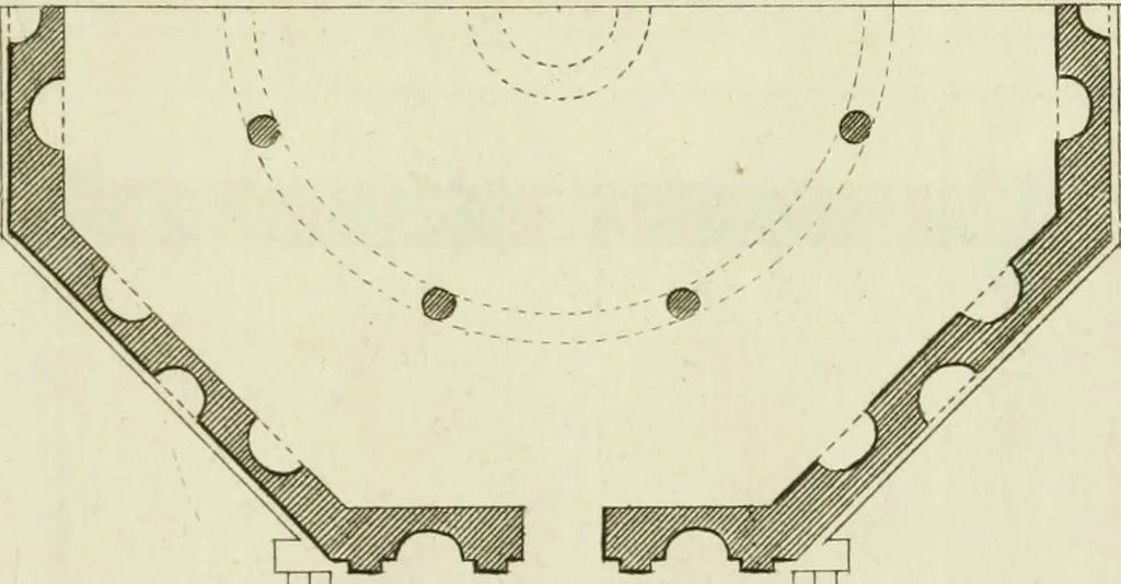 An illustration from Architecture improved, in a collection of modern, elegant and useful designs : from slight and graceful recesses, lodges and other decorations in parks, gardens, woods or forests, to the portico, bath, observatory, and interior ornaments of superb buildings : with great variety of rich embellishments for chimneys in the taste of Inigo Jones, Mr. Kent, &c. : all curiously engraved on fifty copper-plates, octavo, 1755, leaf 66