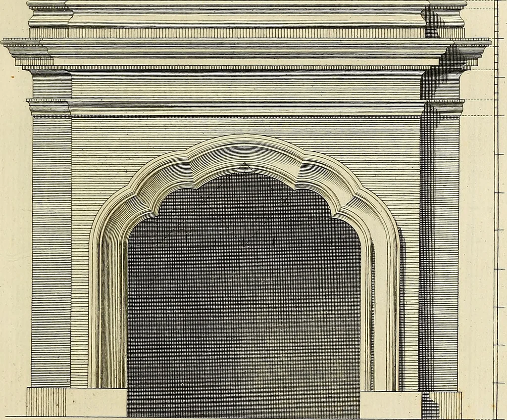 An illustration from Gothic architecture, improved by rules and proportions : in many grand designs of columns, doors, windows, chimney-pieces, arcades, colonades, porticos, umbrellos, temples and pavillions &c. : with plans, elevations and profiles, 1747, leaf 100
