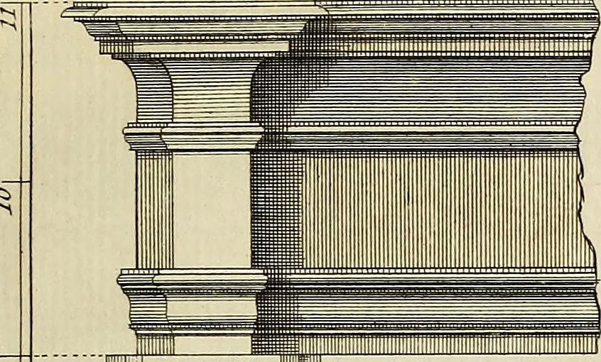An illustration from Gothic architecture, improved by rules and proportions : in many grand designs of columns, doors, windows, chimney-pieces, arcades, colonades, porticos, umbrellos, temples and pavillions &c. : with plans, elevations and profiles, 1747, leaf 18