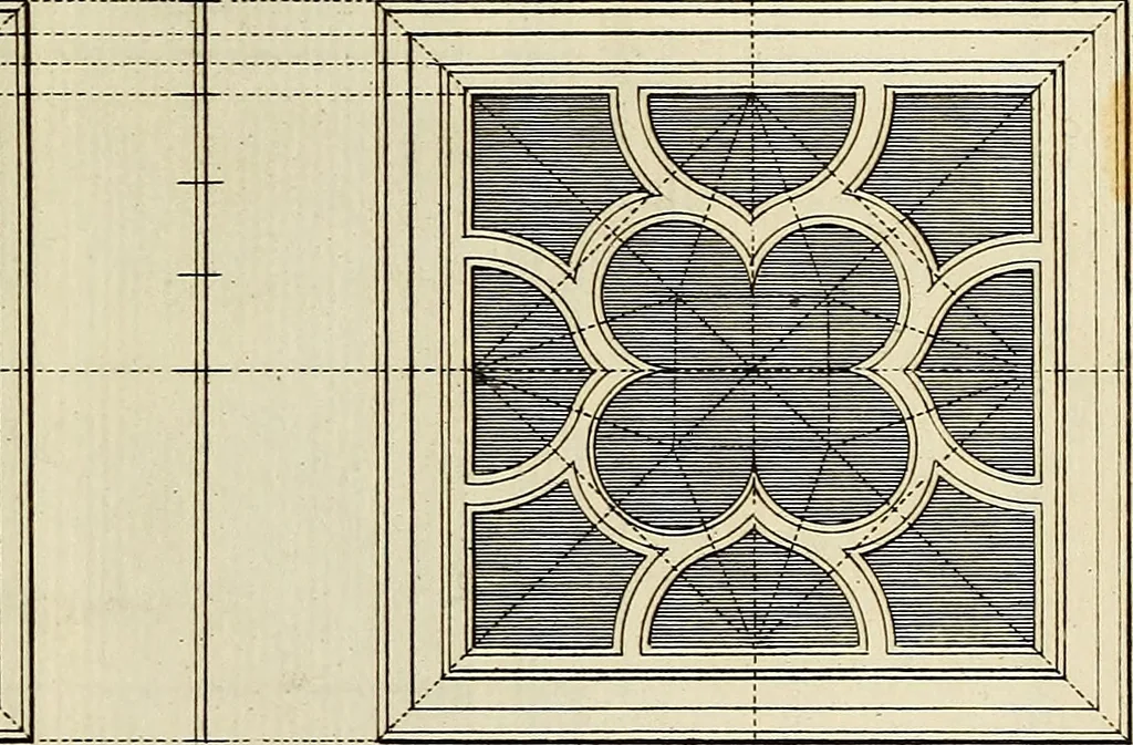An illustration from Gothic architecture, improved by rules and proportions : in many grand designs of columns, doors, windows, chimney-pieces, arcades, colonades, porticos, umbrellos, temples and pavillions &c. : with plans, elevations and profiles, 1747, leaf 78
