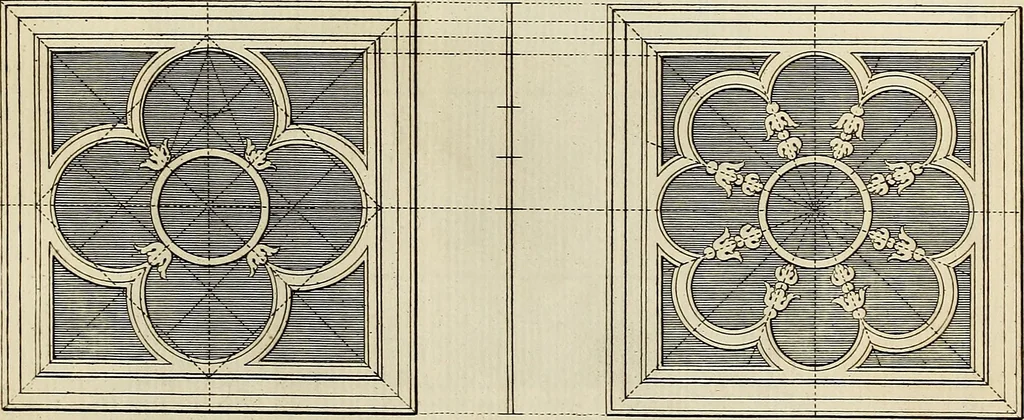 An illustration from Gothic architecture, improved by rules and proportions : in many grand designs of columns, doors, windows, chimney-pieces, arcades, colonades, porticos, umbrellos, temples and pavillions &c. : with plans, elevations and profiles, 1747, leaf 78