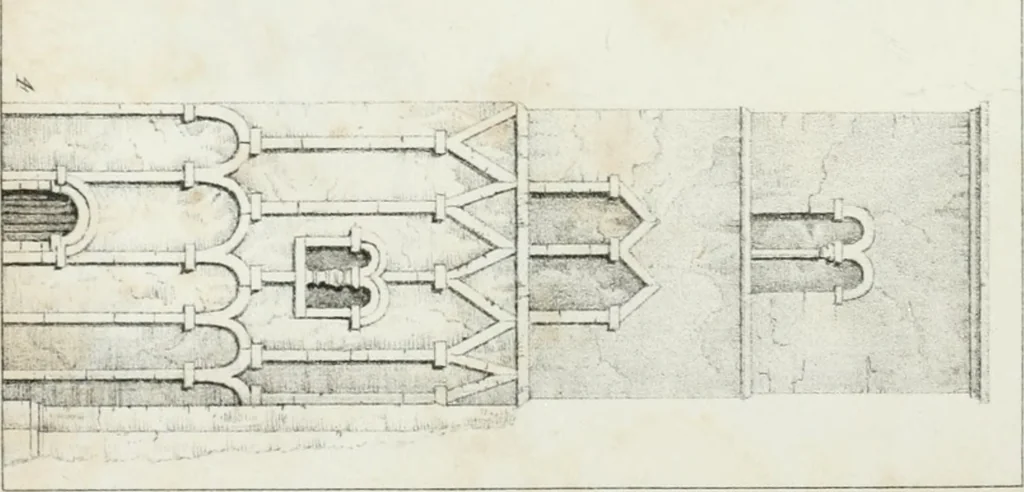 An illustration from An attempt to discriminate the styles of architecture in England : from the Conquest to the Reformation : with a sketch of the Grecian and Roman orders, notices of numerous British edifices, and some remarks on the architecture of a part of France, 1835, leaf 141