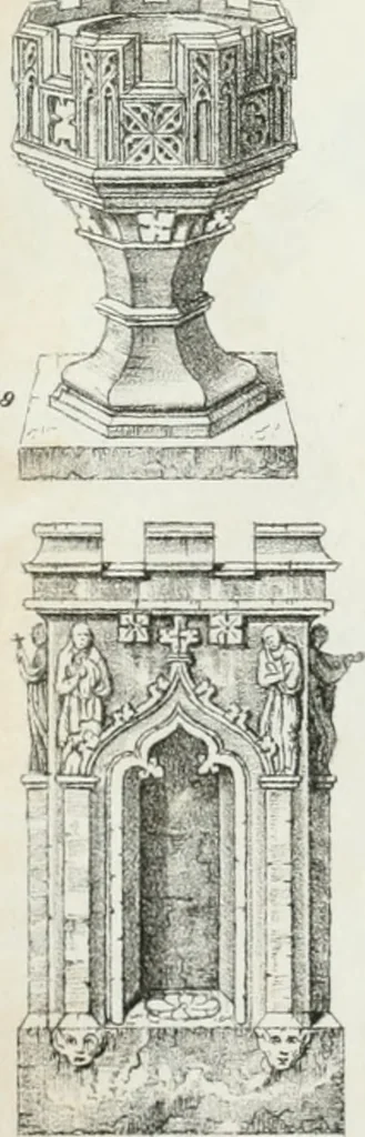 An illustration from An attempt to discriminate the styles of architecture in England : from the Conquest to the Reformation : with a sketch of the Grecian and Roman orders, notices of numerous British edifices, and some remarks on the architecture of a part of France, 1835, leaf 147