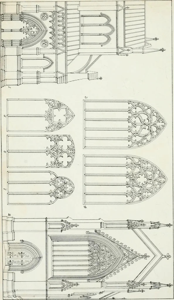 An illustration from An attempt to discriminate the styles of architecture in England : from the Conquest to the Reformation : with a sketch of the Grecian and Roman orders, notices of numerous British edifices, and some remarks on the architecture of a part of France, 1835, leaf 151