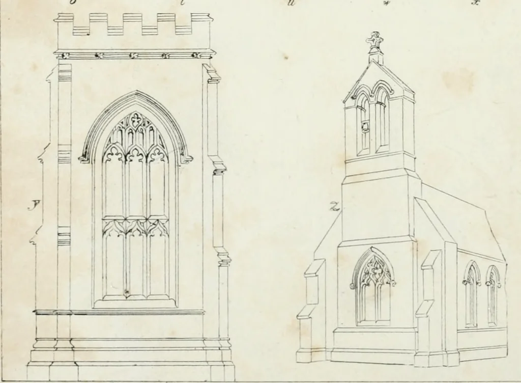 An illustration from An attempt to discriminate the styles of architecture in England : from the Conquest to the Reformation : with a sketch of the Grecian and Roman orders, notices of numerous British edifices, and some remarks on the architecture of a part of France, 1835, leaf 157