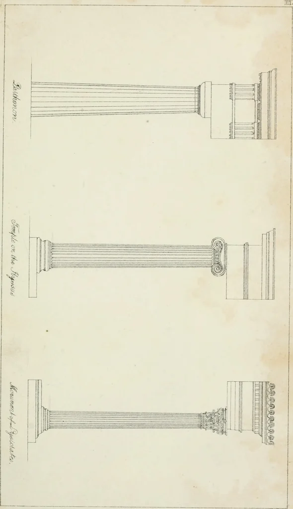 An illustration from An attempt to discriminate the styles of architecture in England : from the Conquest to the Reformation : with a sketch of the Grecian and Roman orders, notices of numerous British edifices, and some remarks on the architecture of a part of France, 1835, leaf 58