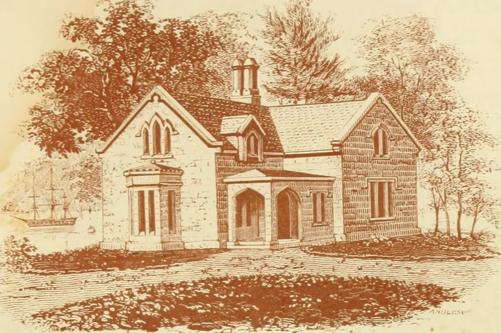 An illustration from The architecture of country houses : including designs for cottages, farm houses, and villas, with remarks on interiors, furniture, and the best modes of warming and ventilating, 1851, leaf 116