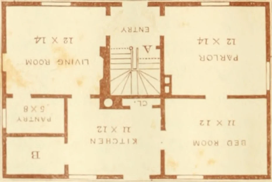 An illustration from The architecture of country houses : including designs for cottages, farm houses, and villas, with remarks on interiors, furniture, and the best modes of warming and ventilating, 1851, leaf 121