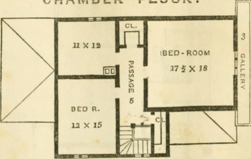 An illustration from The architecture of country houses : including designs for cottages, farm houses, and villas, with remarks on interiors, furniture, and the best modes of warming and ventilating, 1851, leaf 165