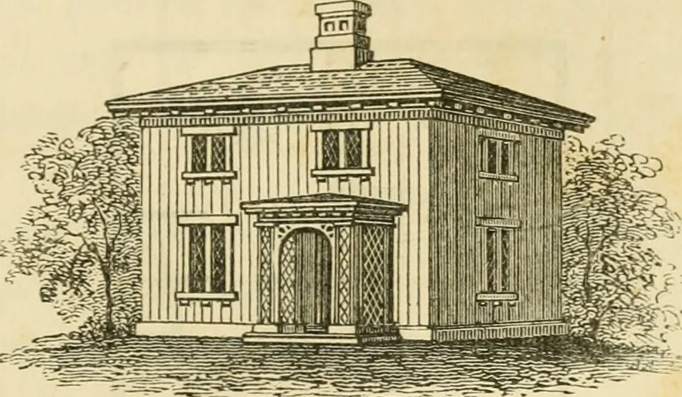 An illustration from The architecture of country houses : including designs for cottages, farm houses, and villas, with remarks on interiors, furniture, and the best modes of warming and ventilating, 1851, leaf 168