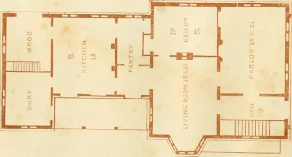 An illustration from The architecture of country houses : including designs for cottages, farm houses, and villas, with remarks on interiors, furniture, and the best modes of warming and ventilating, 1851, leaf 217