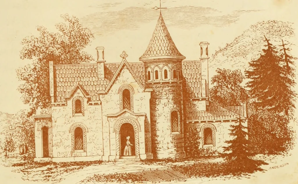 An illustration from The architecture of country houses : including designs for cottages, farm houses, and villas, with remarks on interiors, furniture, and the best modes of warming and ventilating, 1851, leaf 336