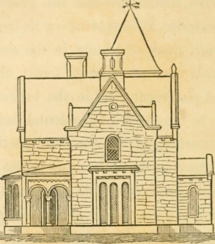 An illustration from The architecture of country houses : including designs for cottages, farm houses, and villas, with remarks on interiors, furniture, and the best modes of warming and ventilating, 1851, leaf 339