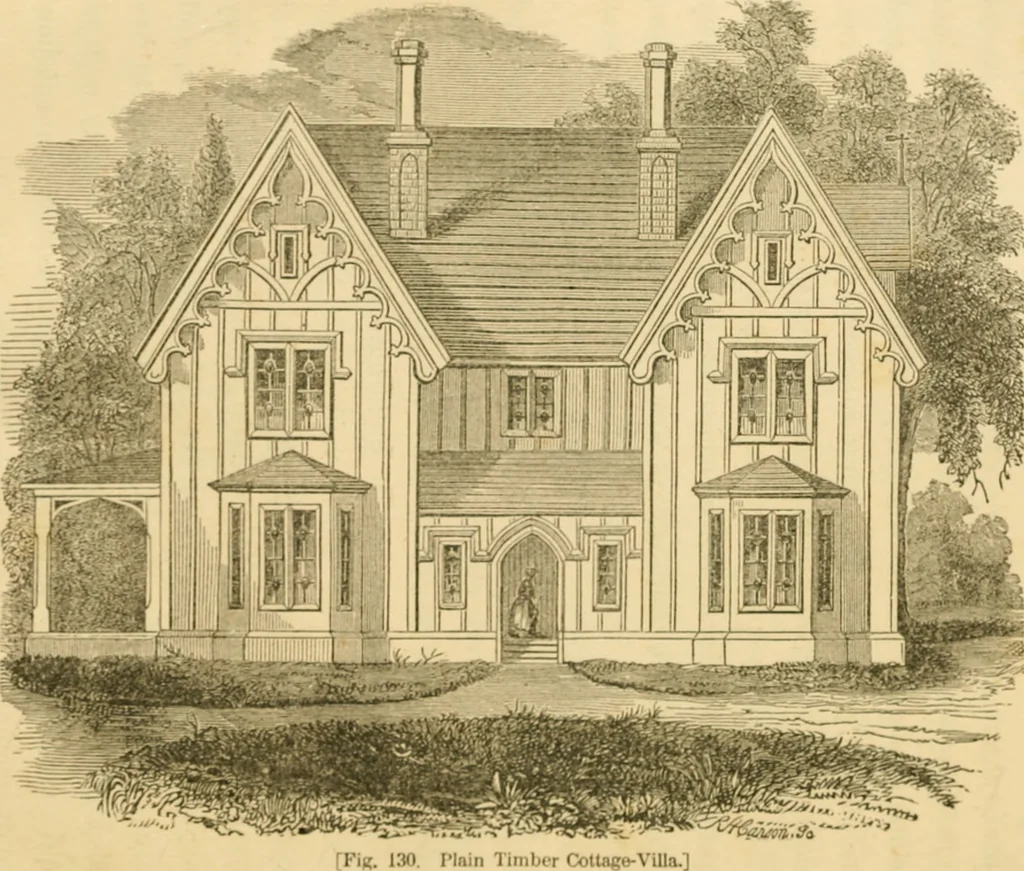 An illustration from The architecture of country houses : including designs for cottages, farm houses, and villas, with remarks on interiors, furniture, and the best modes of warming and ventilating, 1851, leaf 359